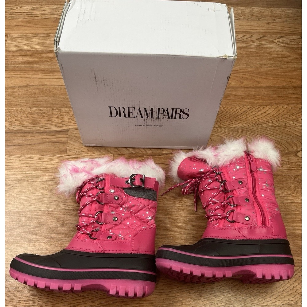 Dream Pairs Kriver Youth Snow Boots Fuchsia Girls Size 1 Insulated NEW